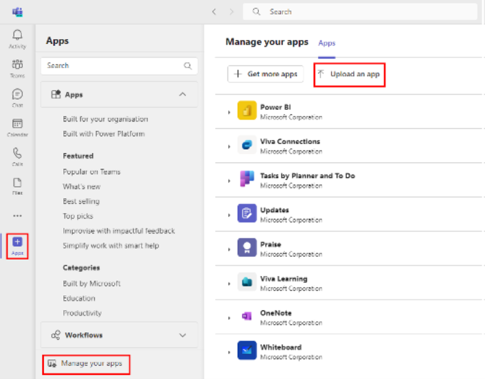 Upload Teams App
